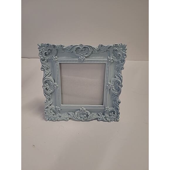 Laura Ashley Blue Ornate Picture Frame Set 4x4 Rocco Style Resin Baby Wedding - Picture 3 of 8